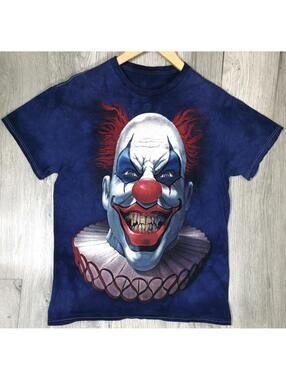 VTG Delta Pro Weight Men Shirt Medium Blue Clown Scary Creepy Evil Graphic #12